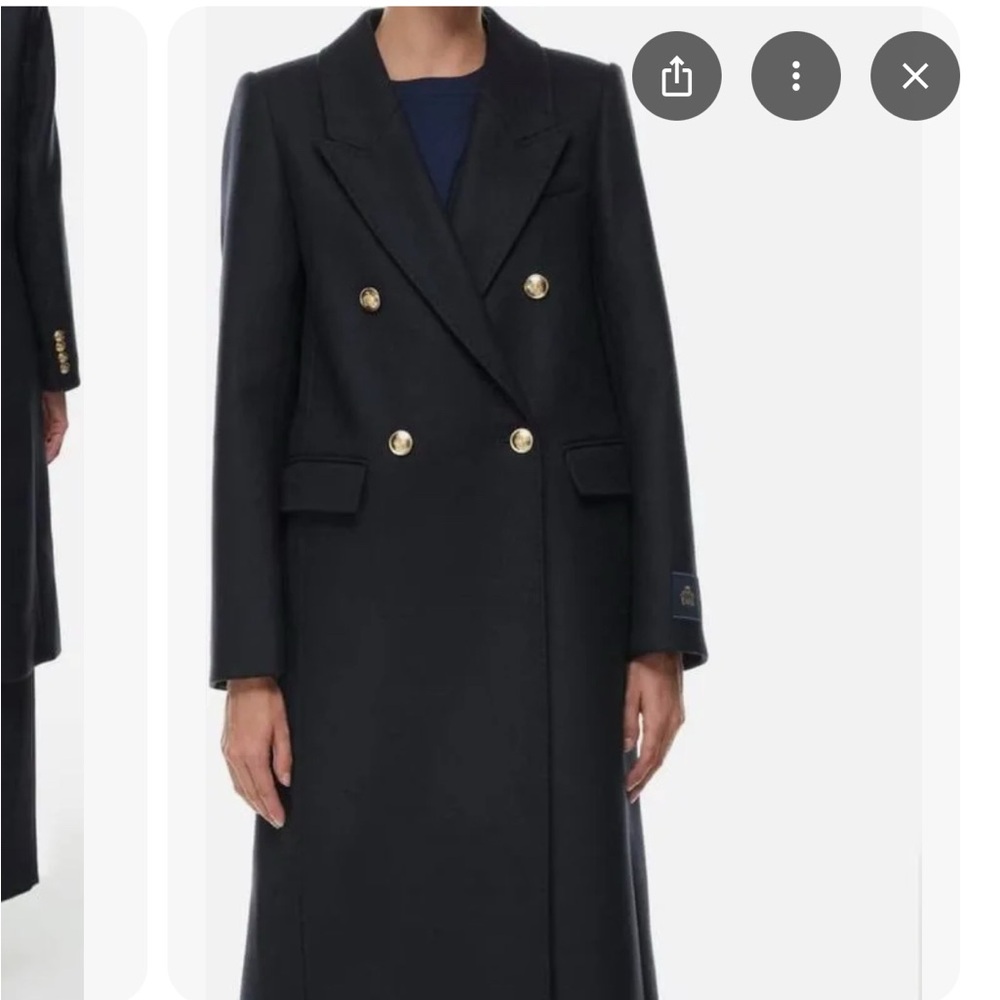 Aritzia Black Constant Coat with gold buttons